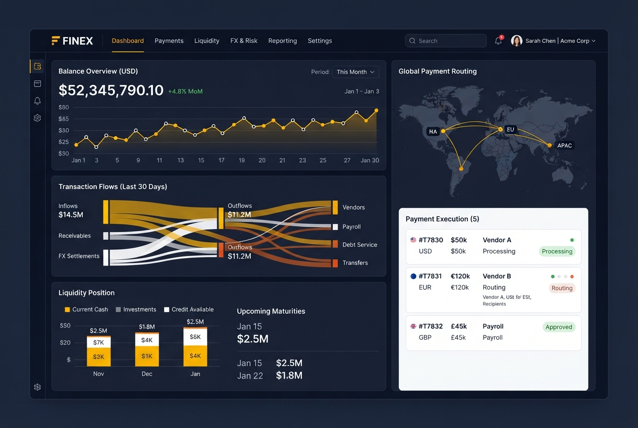 Treasury Management Dashboard interface