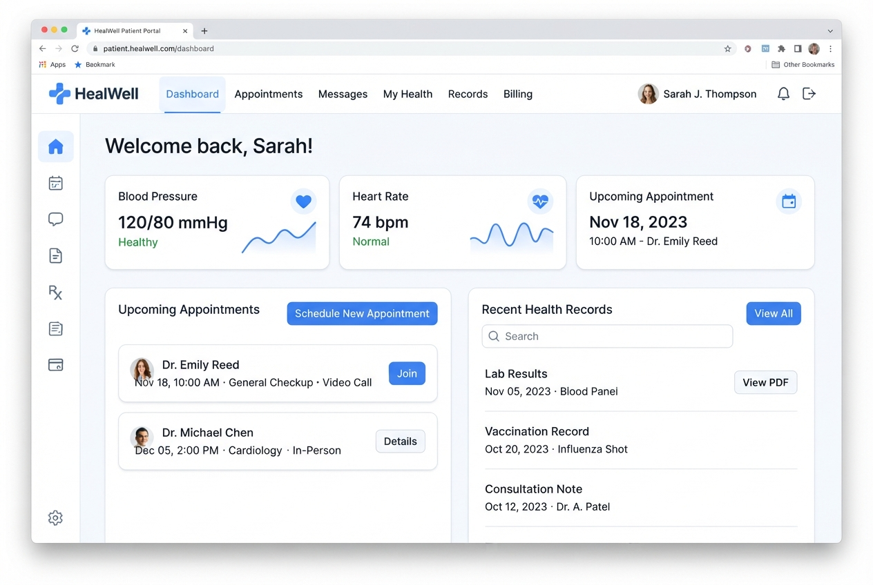 Patient Portal Redesign interface