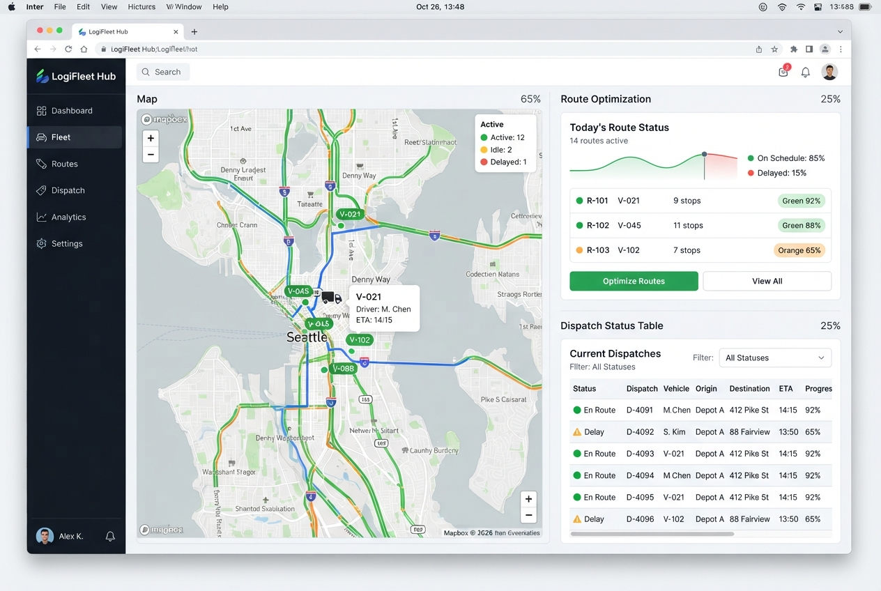 Fleet Dispatch Tool interface