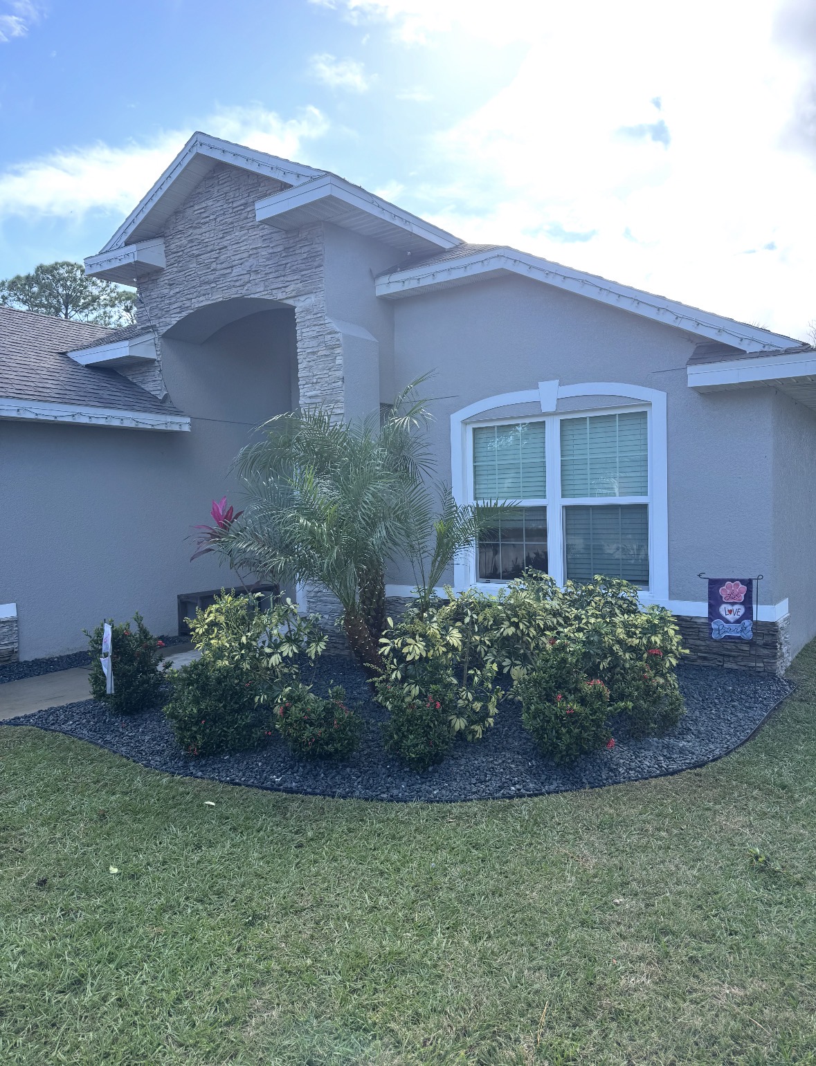 After mulching and rock installation