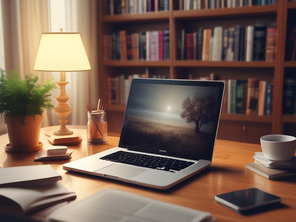 an inviting study area featuring books on theology and a