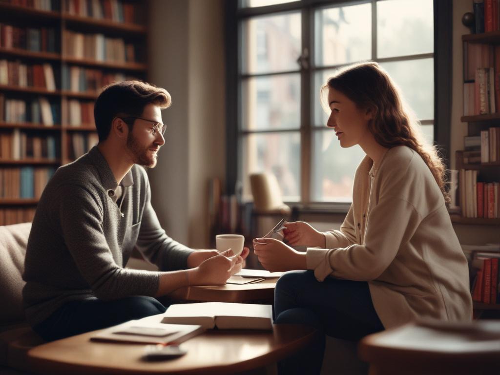 A mentor and a mentee engaged in a thoughtful conversation