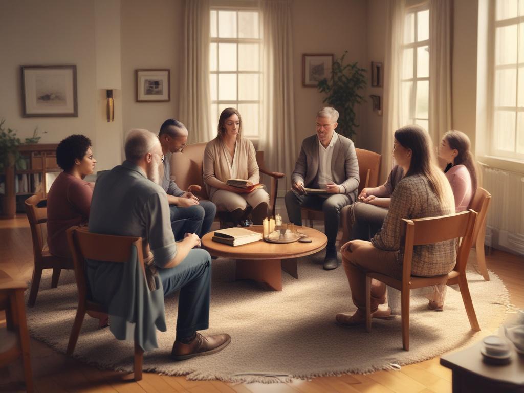 A group of diverse individuals sitting in a circle, engaged
