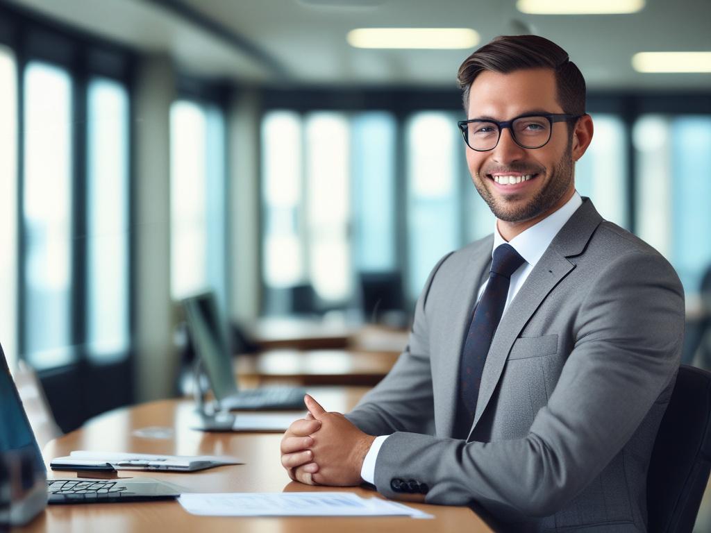 A close up shot of a confident business professional in