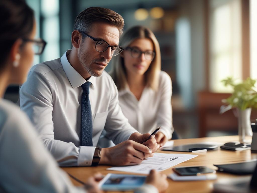 a close up of a financial advisor discussing updates with