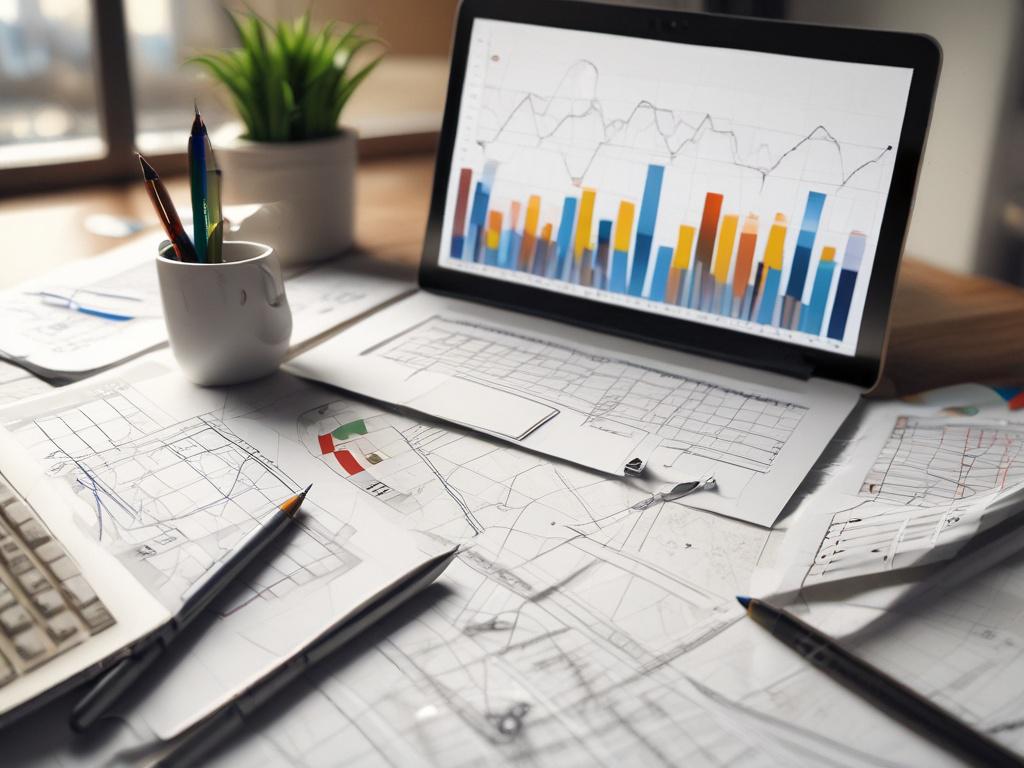 a close up of a strategic planning session, financial charts