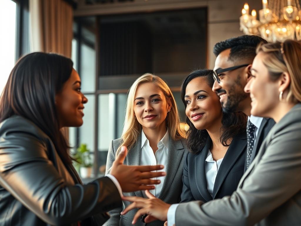 A close up of a diverse group of professionals in
