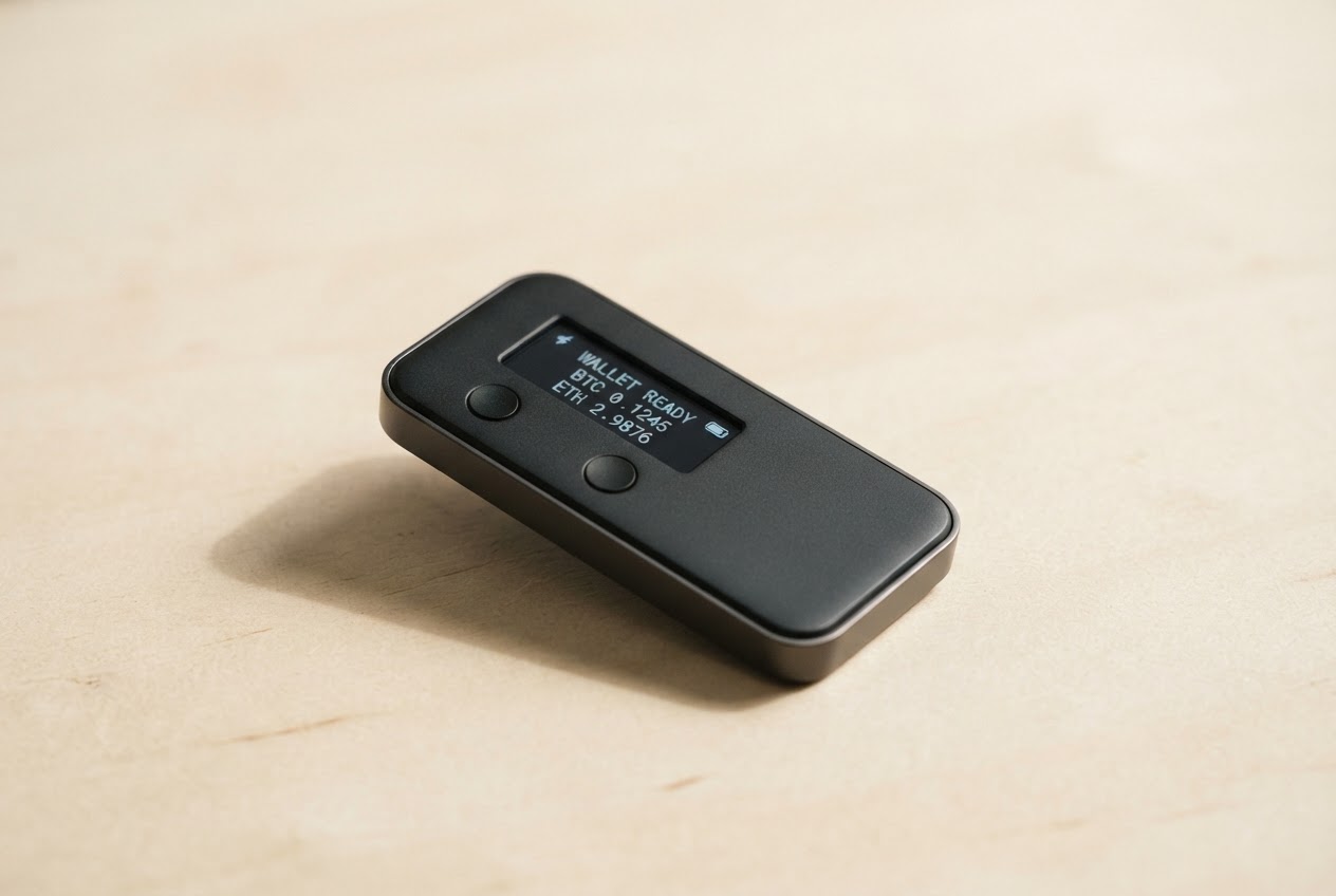 A compact hardware wallet, ready to help keep your crypto keys offline