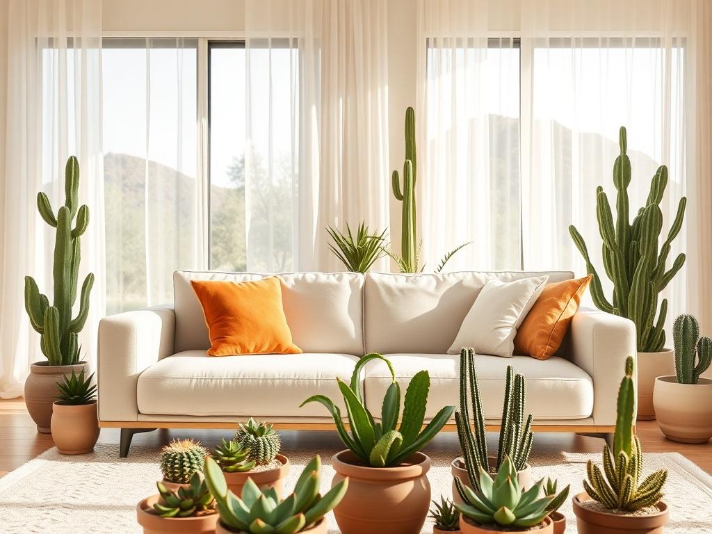 **Prompt for AI Image Generator:**

Generate a realistic high-resolution photo of a beautifully designed living room that showcases interior design elements suitable for the hot climate of Phoenix. The focus should be on a single, striking piece of furniture—a sleek, modern sofa upholstered in a light, breathable fabric that enhances comfort while complementing the arid environment. 

The sofa should be positioned strategically to maximize airflow and natural light, suggesting a thoughtful furniture layout.