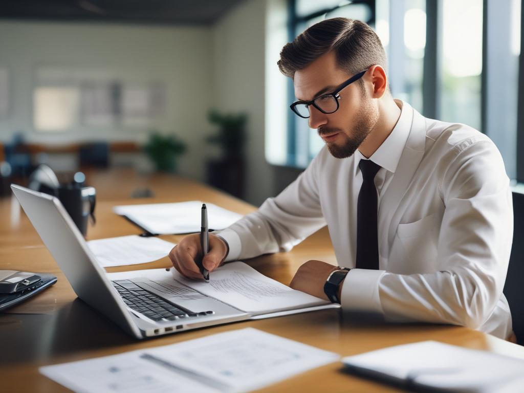 A close up shot of a professional consultant reviewing ISO