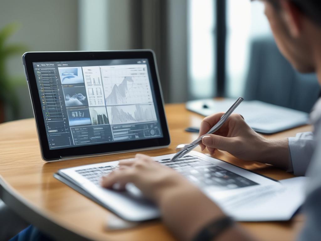 A close up image of a professional engaged in enterprise