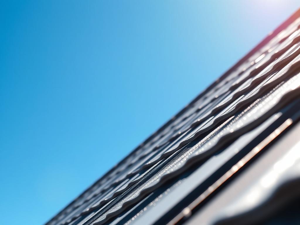A close up shot of a newly installed roof gleaming