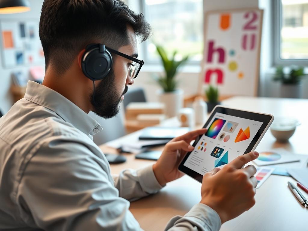 A close up shot of a designer working on a