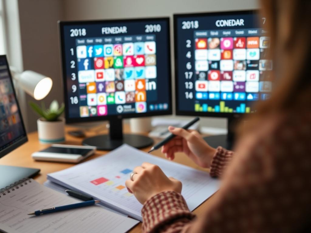 A close up shot of a social media manager planning