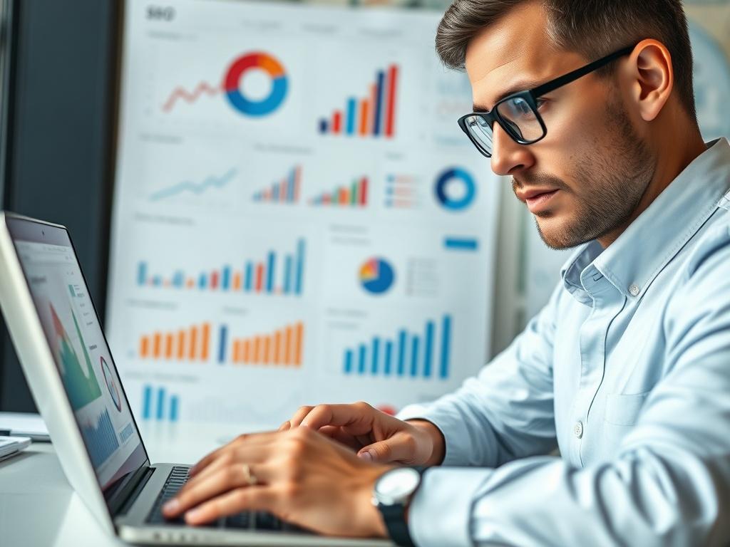 A close up shot of a digital marketing expert analyzing