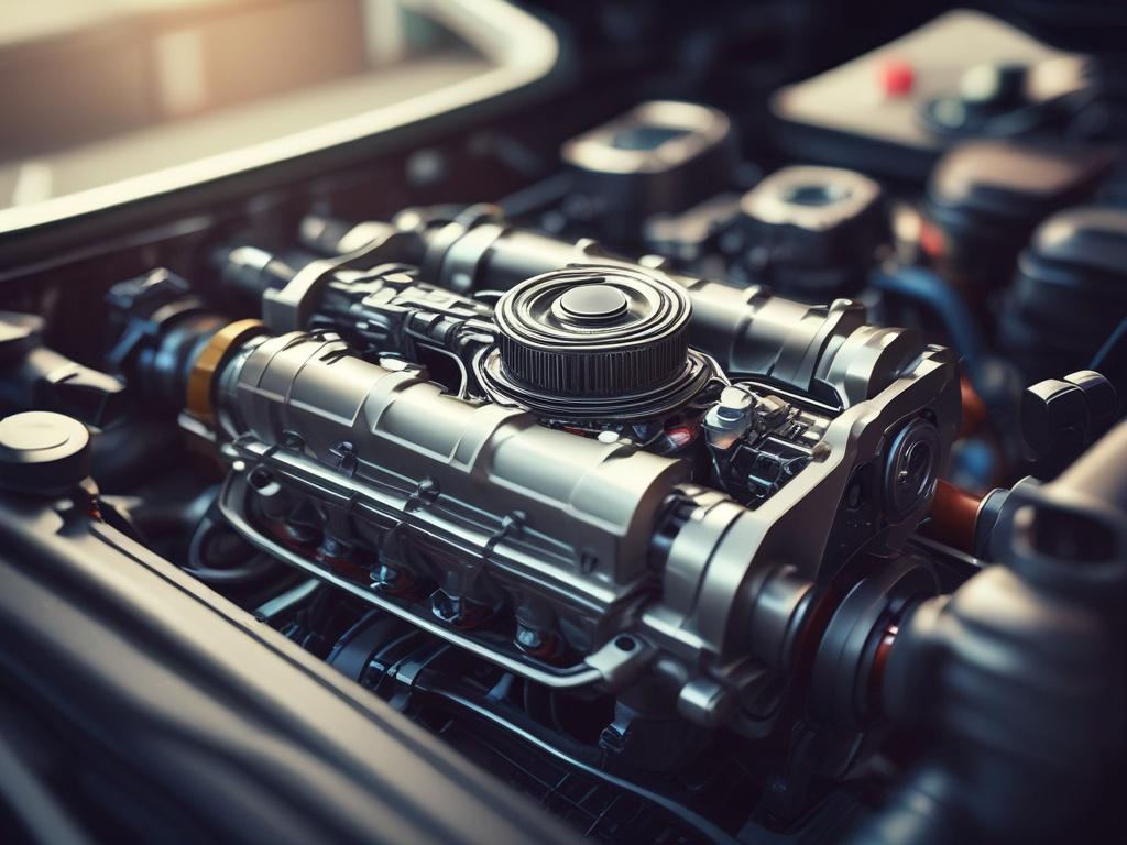 a realistic high resolution close up of a car engine