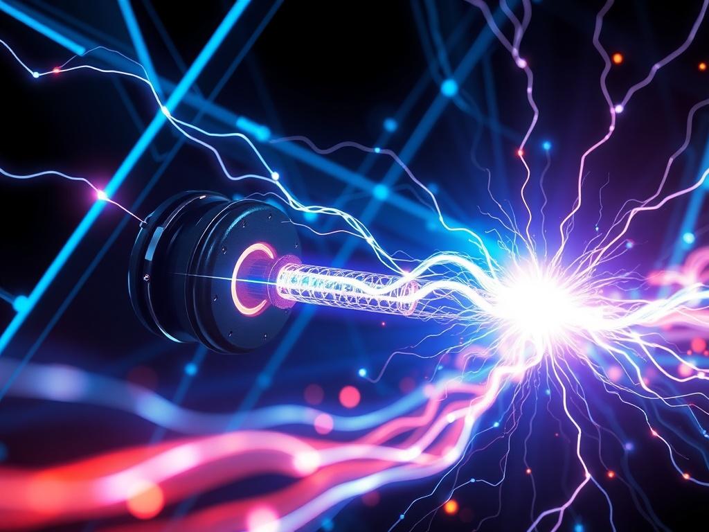 A dynamic scene showcasing the interaction between magnetic and electric