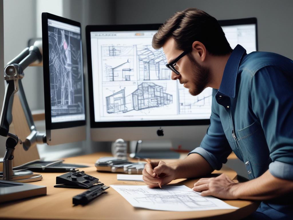 A hyper realistic close up shot of a structural engineer