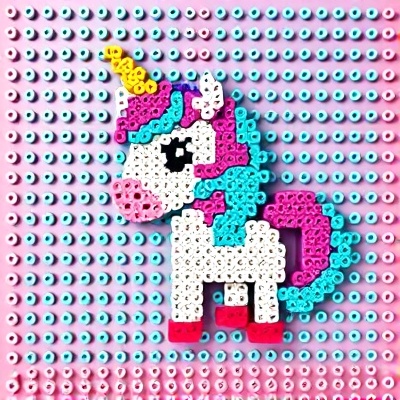 Rainbow Unicorn perler bead art