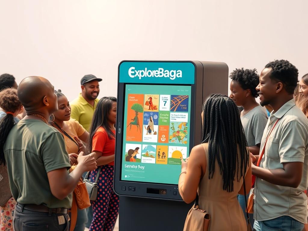 A vibrant and welcoming community event scene, showcasing diverse people