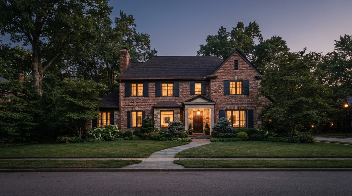 A classic Northeast Ohio residence at dusk