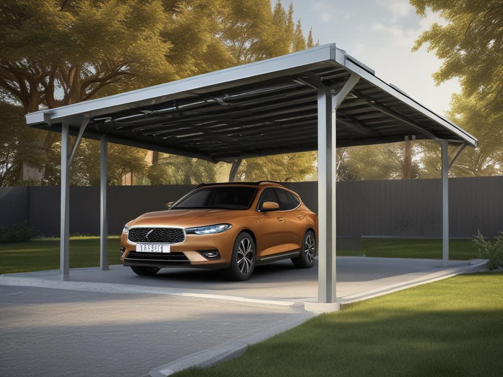 A close up shot of a stylish carport with a