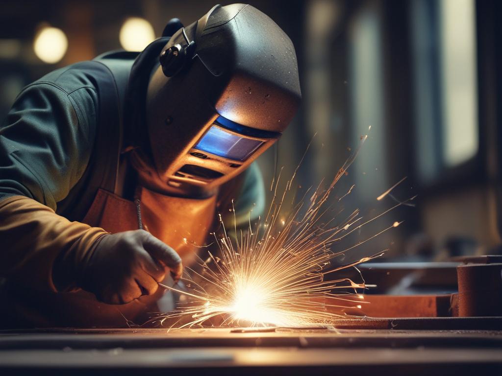 A hyper realistic close up of a skilled welder in