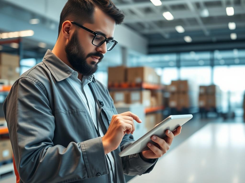 A hyper realistic close up shot of a logistics manager