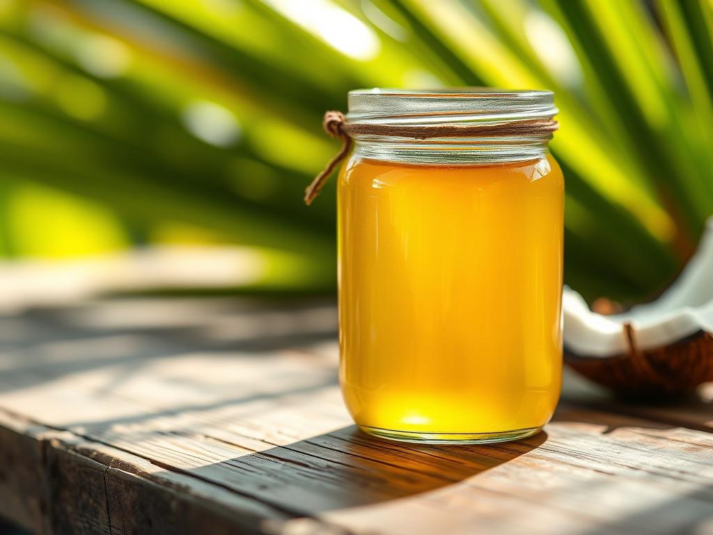 A close up image of a glass jar filled with