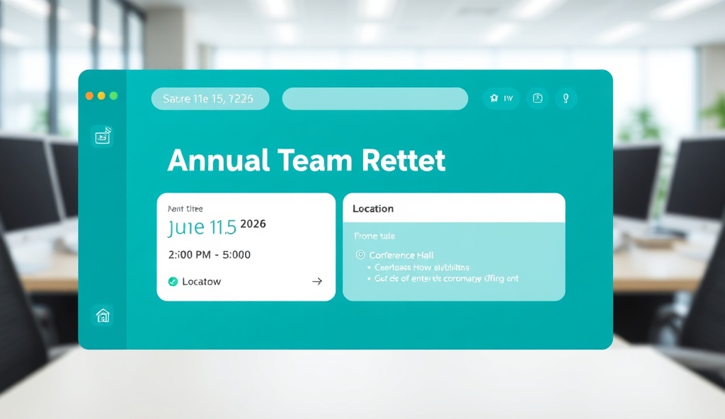 Upcoming event dashboard card showing Annual Team Retreat event details