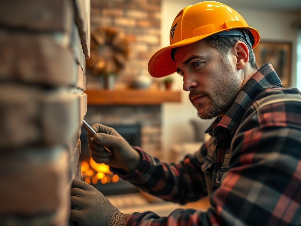 A close up shot of a technician performing a chimney