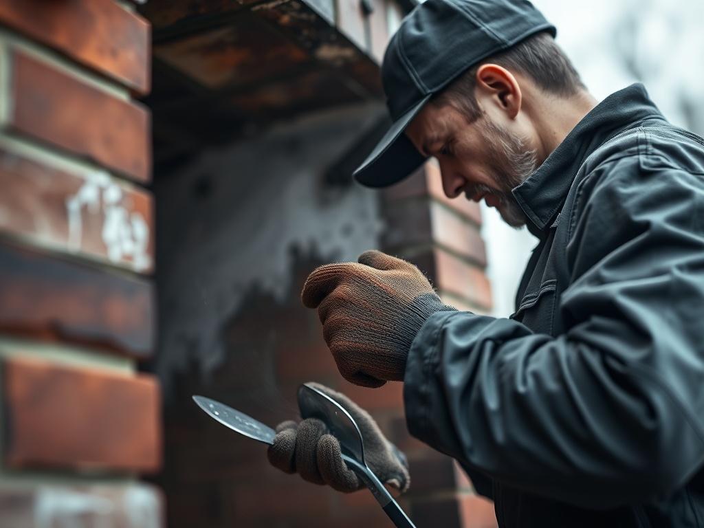A hyper realistic image of a technician performing a chimney