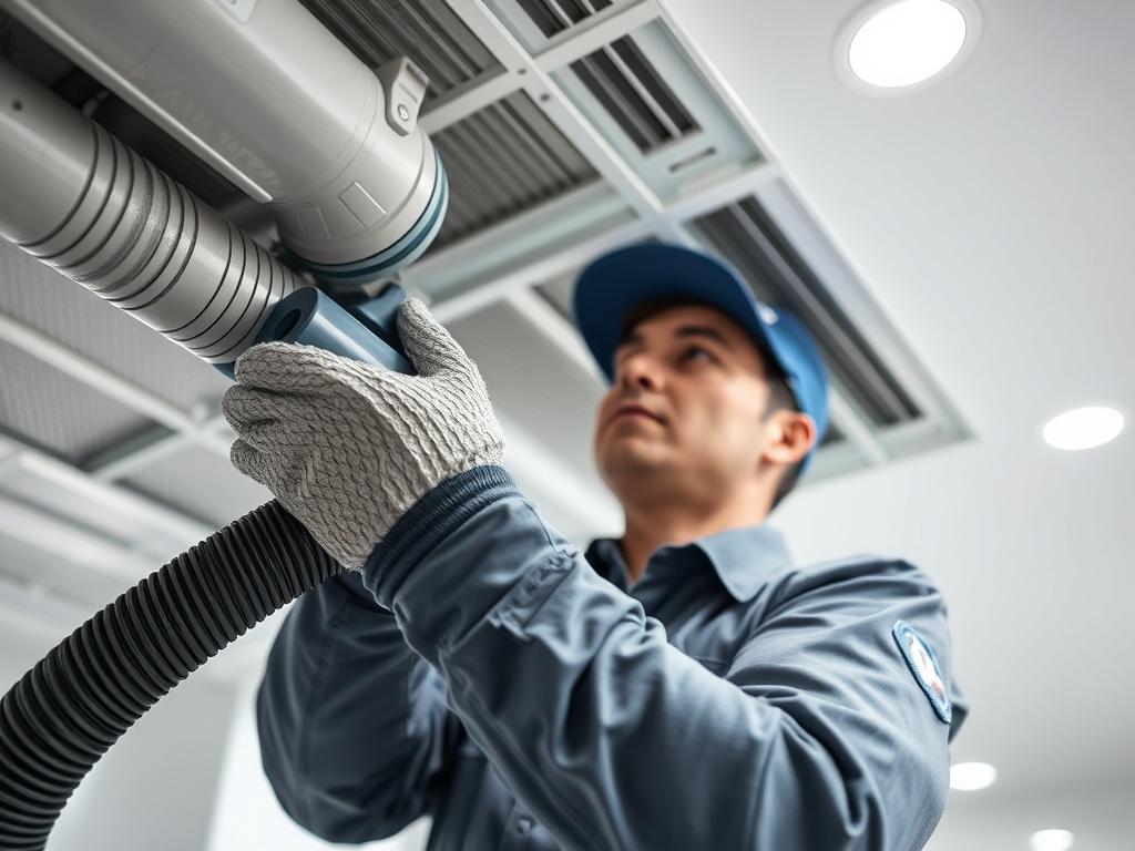 A close up shot of a technician in a uniform
