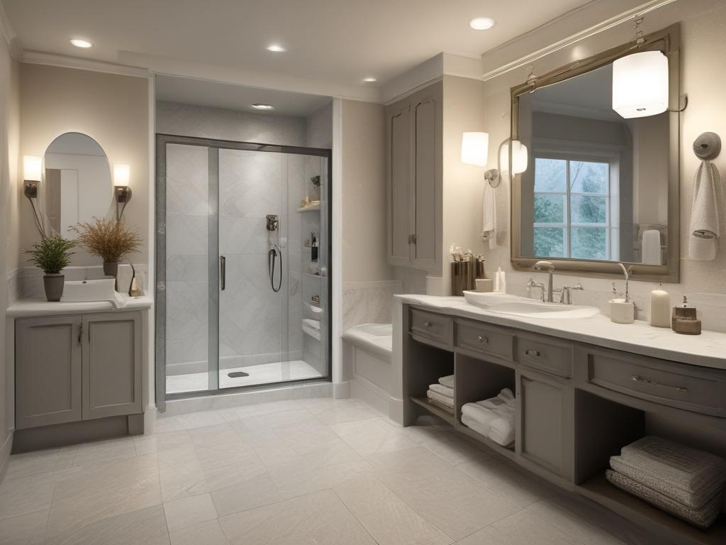 luxurious bathroom remodel, elegant vanities, modern tile work
