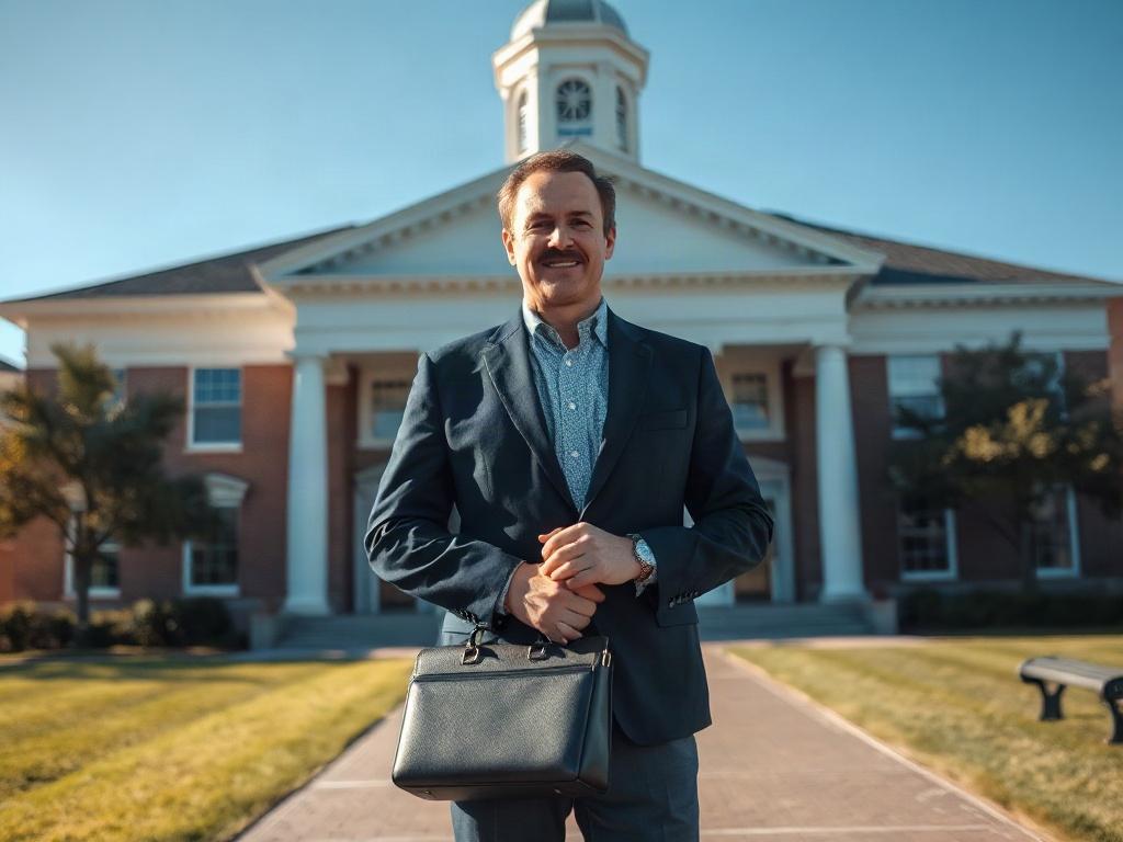 **AI Image Generation Prompt:**

Create a hyper-realistic high-resolution photo that encapsulates the theme of "Why Hiring Local Lawyers in Wilmington, NC Matters." The composition should feature a professional-looking local lawyer standing confidently in front of the New Hanover County Courthouse in Wilmington. The lawyer should be dressed in a well-tailored navy blue suit and holding a legal briefcase, with a slight smile that conveys approachability and competence.

The background should prominently disp