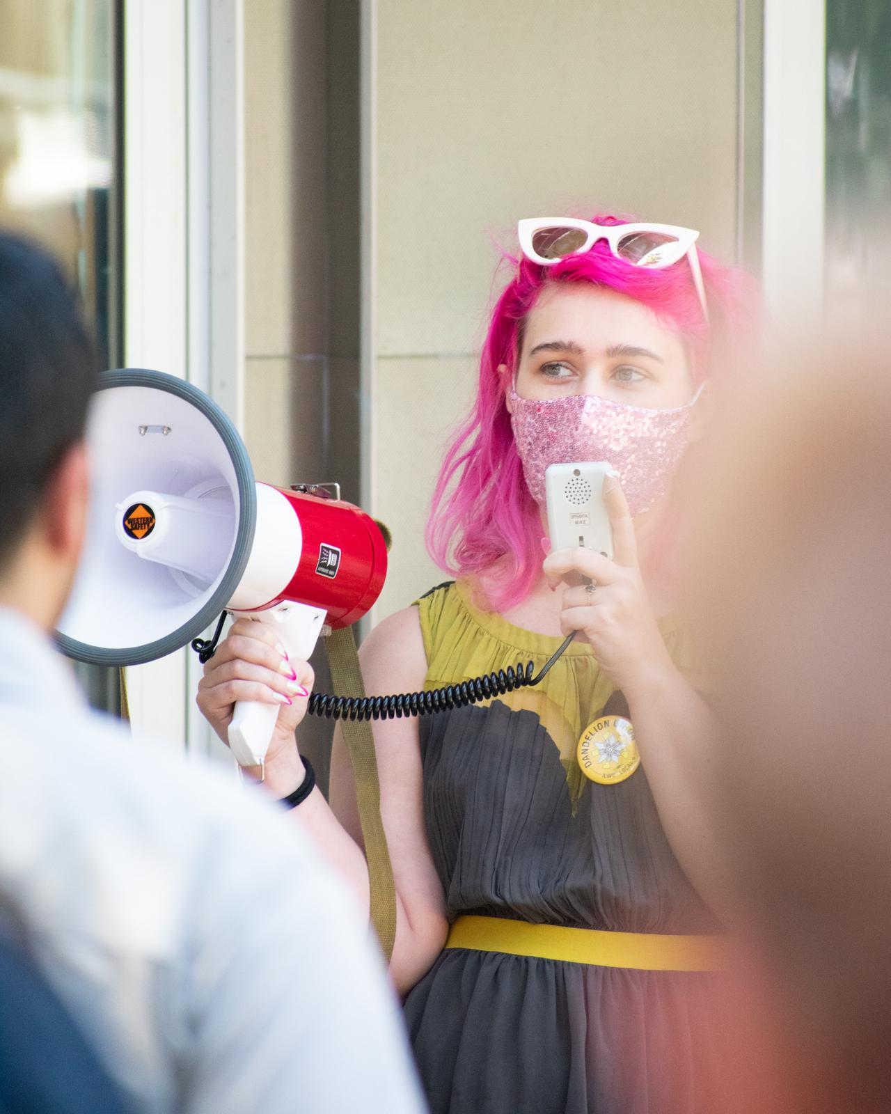 Union rally in San Francisco, CA following Dandelion Chocolate firing 9 union organizers