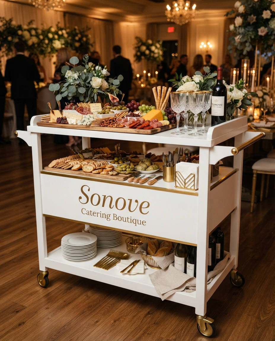 Elegant charcuterie bar cart