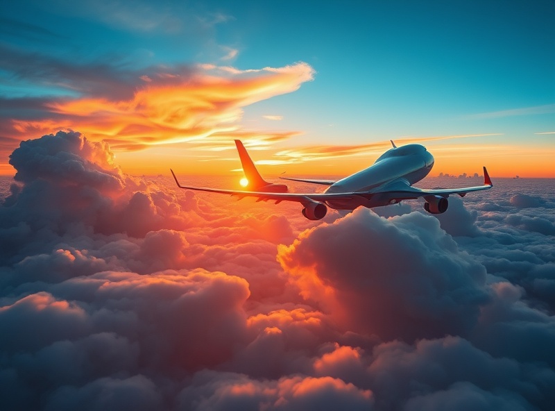 Commercial airplane in flight