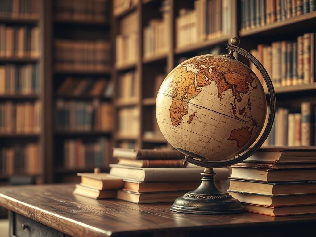 A realistic high resolution of an antique globe resting on