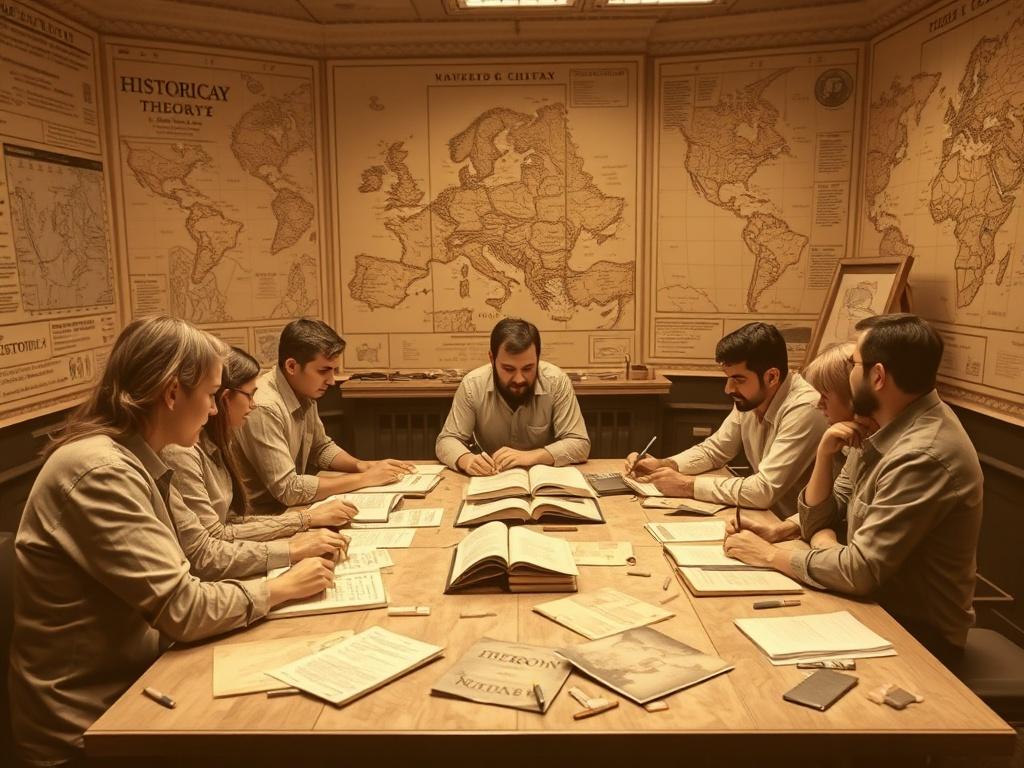 A sepia toned image of a group of people engaged