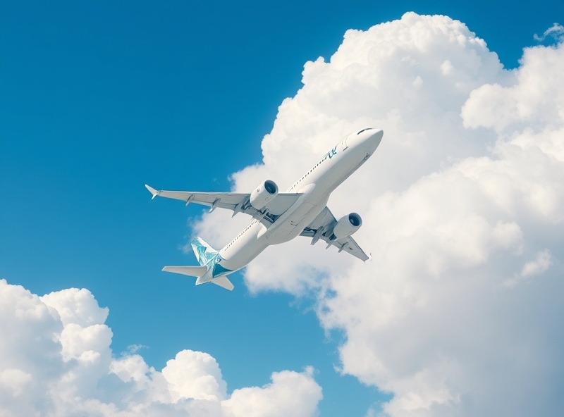 Modern airplane in blue sky
