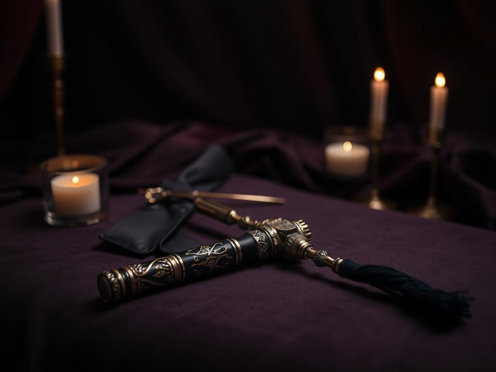 An intimate setting for a BDSM experience, featuring a beautifully