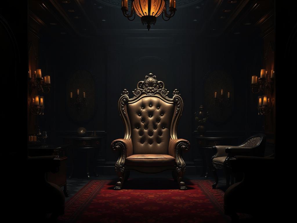 A luxurious and private dungeon setting with elegant furnishings, soft
