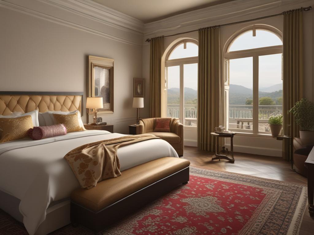 luxurious deluxe room, elegant design, Udaipur views