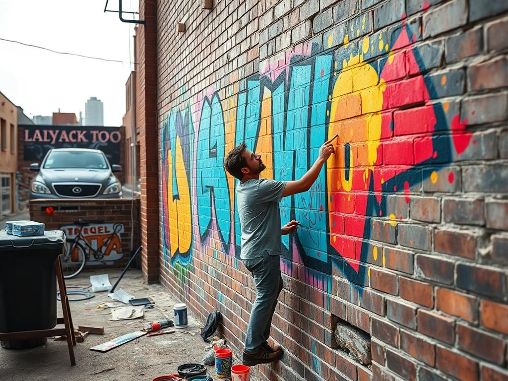 A high resolution image showcasing an artist at work, painting