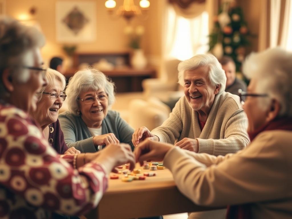 A lively activity session at Harmony Pines, showcasing residents participating