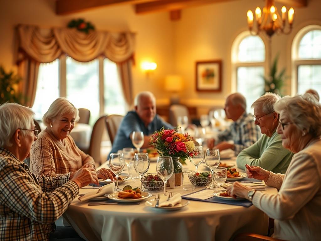 A beautifully set dining table at Harmony Pines, with residents