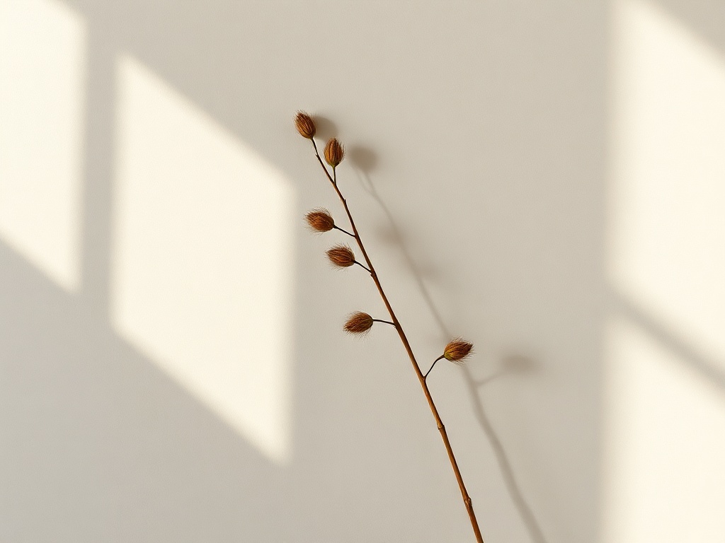 Minimal, refined composition with natural light and soft shadows