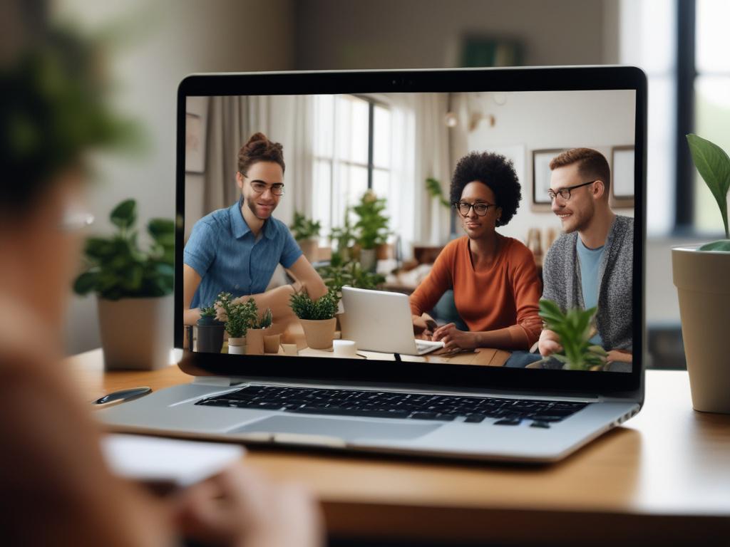 A close up shot of a virtual seminar on a