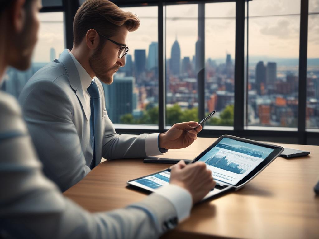 A close up shot of a financial analyst reviewing market